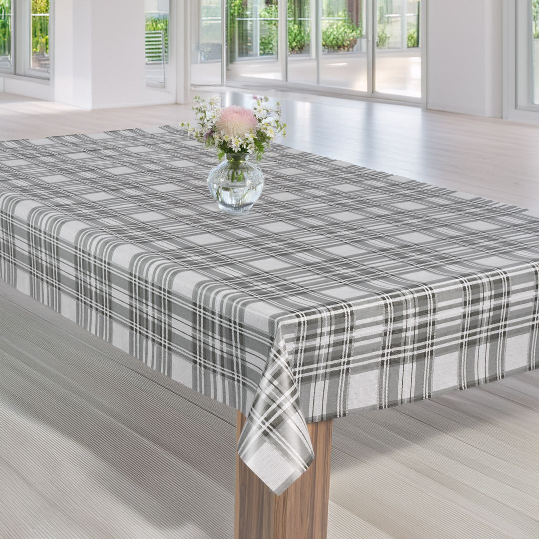 laro Wachstuch-Tischdecke Wachstischdecke Gartentischdecke Karo Weiß GrauSchwarz