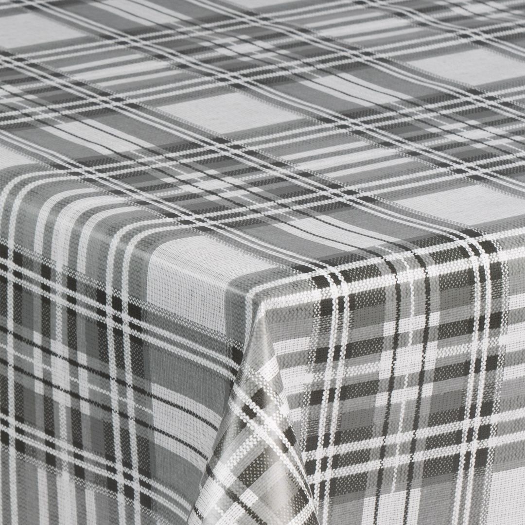 laro Wachstuch-Tischdecke Wachstischdecke Gartentischdecke Karo Weiß GrauSchwarz