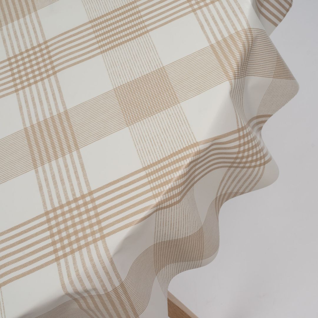 Wachstuch-Tischdecken Karriet Beige Rund 140cm