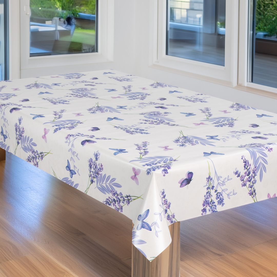 laro Wachstuch-Tischdecke Wachstischdecke Gartentischdecke Lavendel Blau Lila