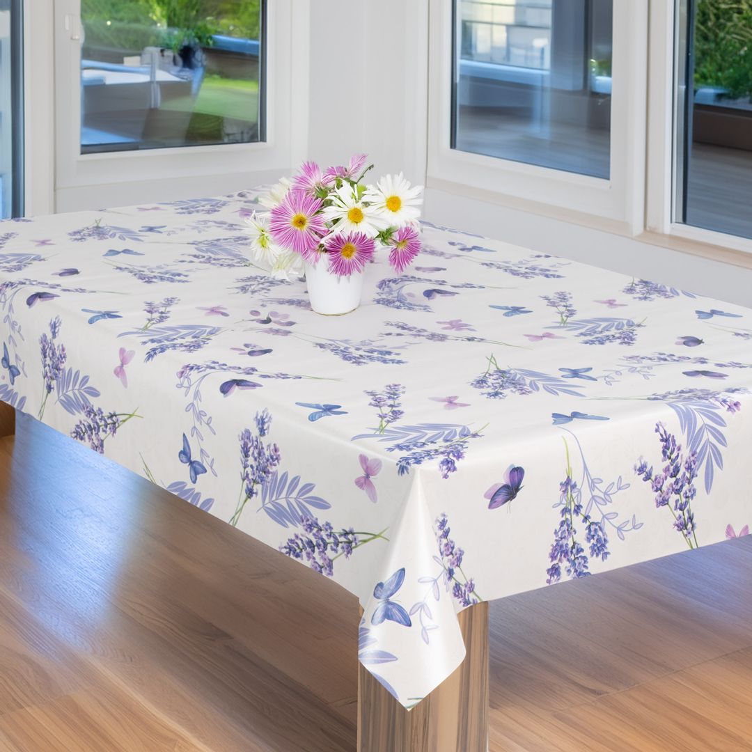 laro Wachstuch-Tischdecke Wachstischdecke Gartentischdecke Lavendel Blau Lila