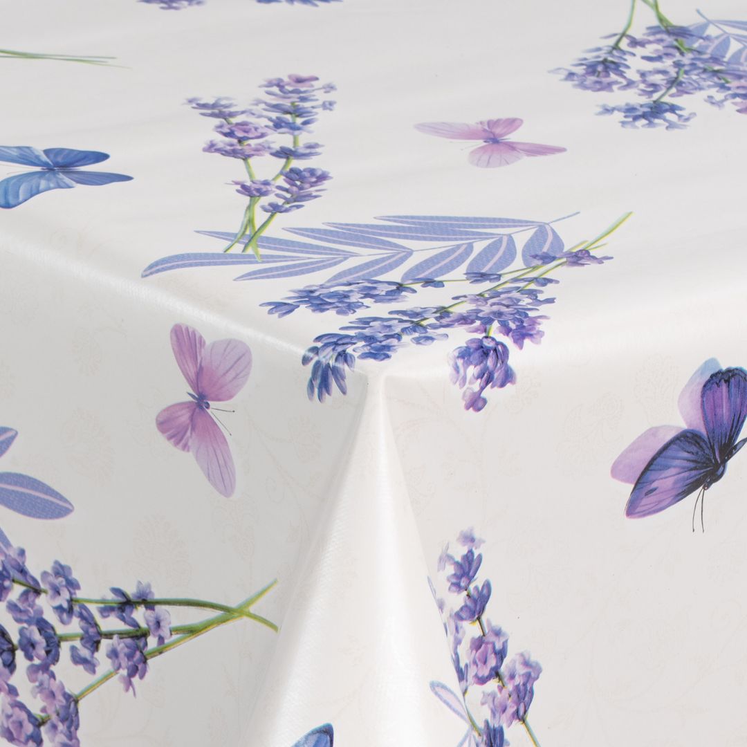 laro Wachstuch-Tischdecke Wachstischdecke Gartentischdecke Lavendel Blau Lila