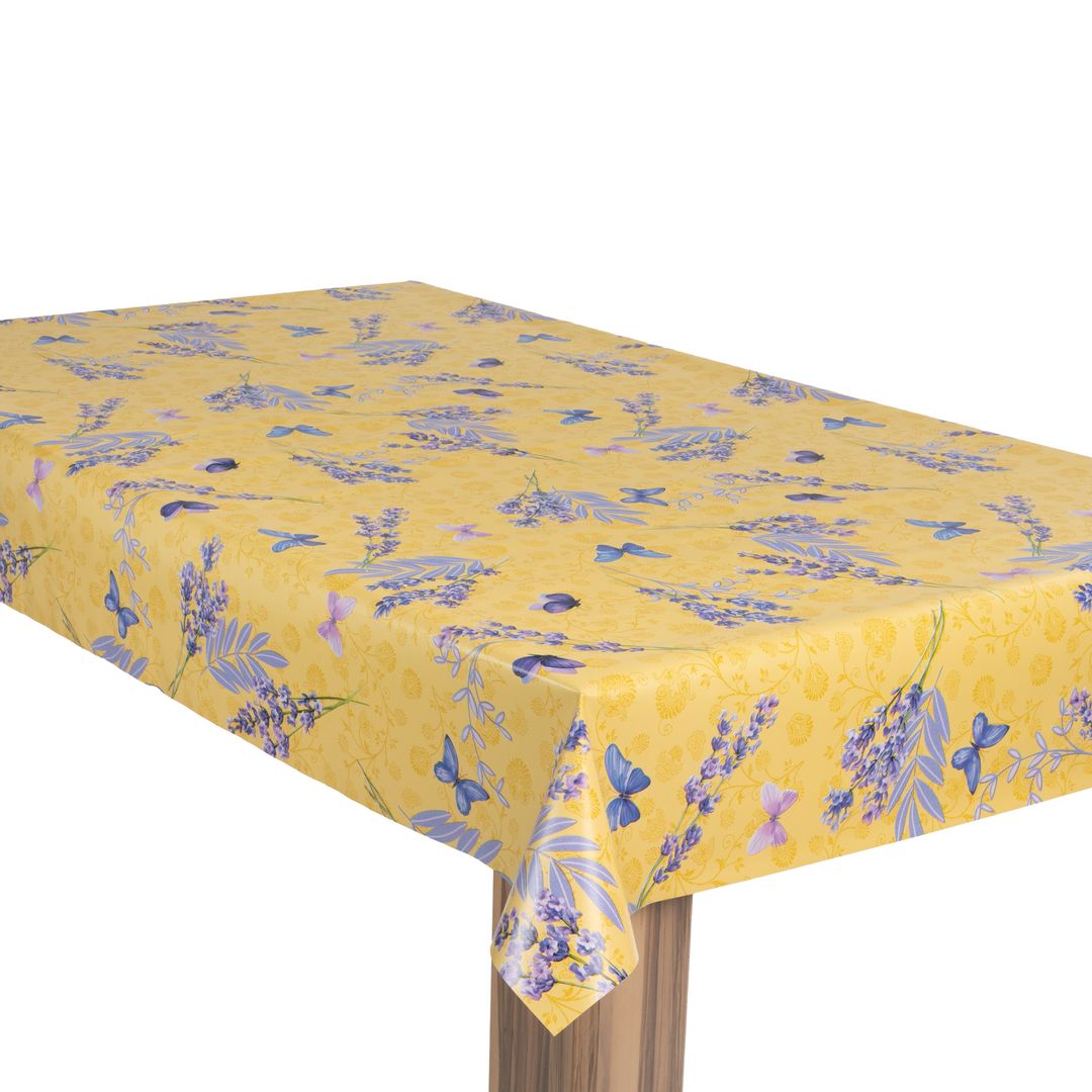 laro Wachstuch-Tischdecke Wachstischdecke Gartentischdecke Lavendel Lila Gelb