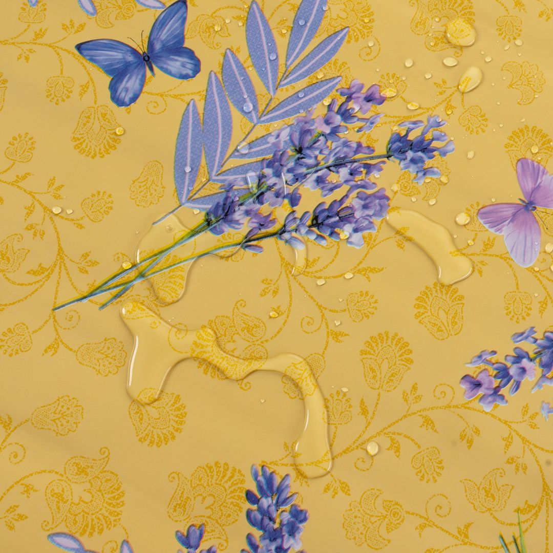 laro Wachstuch-Tischdecke Wachstischdecke Gartentischdecke Lavendel Lila Gelb