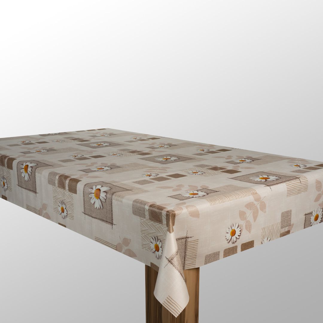 Wachstuch-Tischdecken Margerite Braun Beige rechteckig