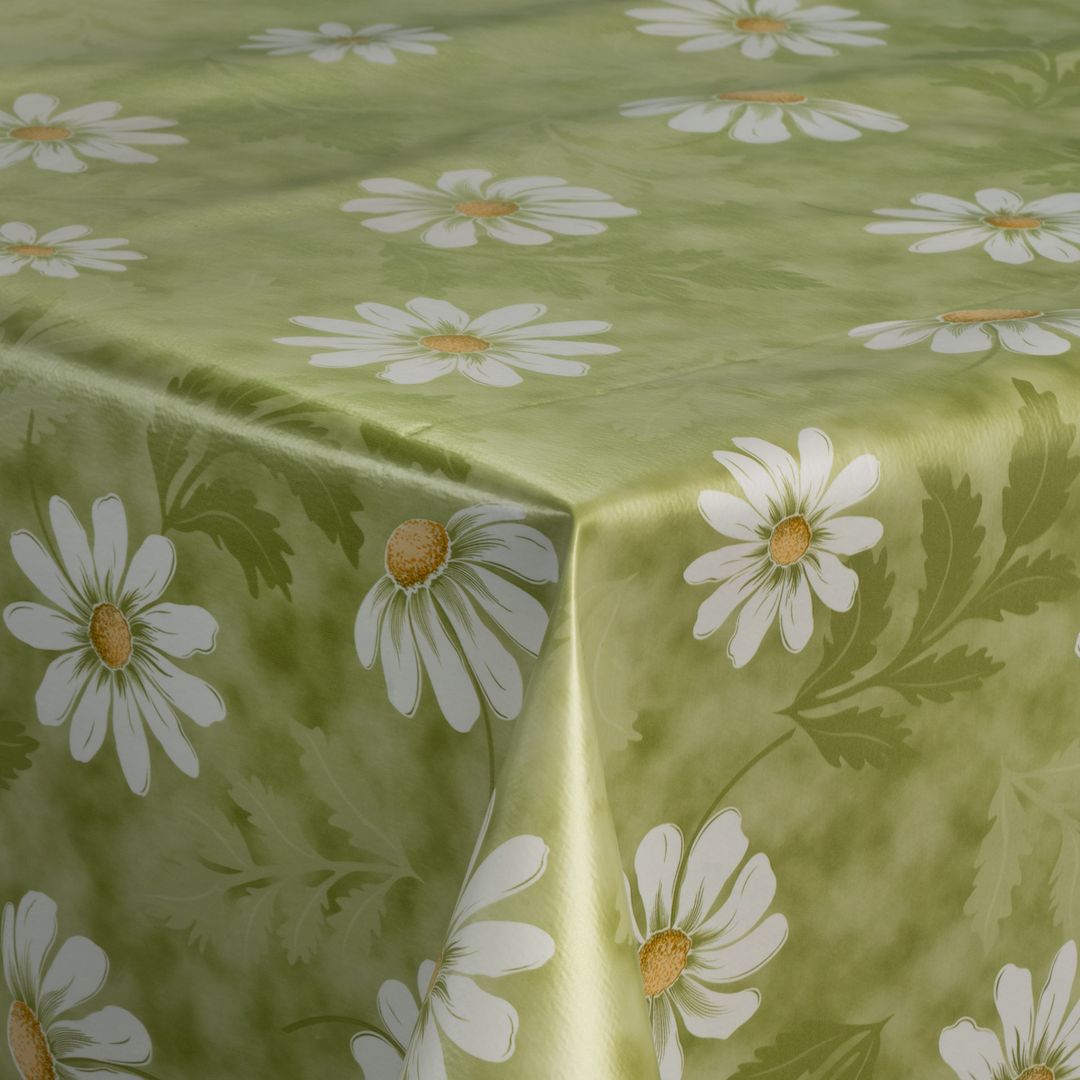Wachstuch-Tischdecken Margeriten Grün Weiß Blumen rechteckig