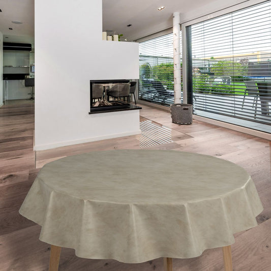 laro Rund 140 cm Wachstuchtischdecke Tischdecke Abwaschbar PVC Marmor Beige Rund 140cm