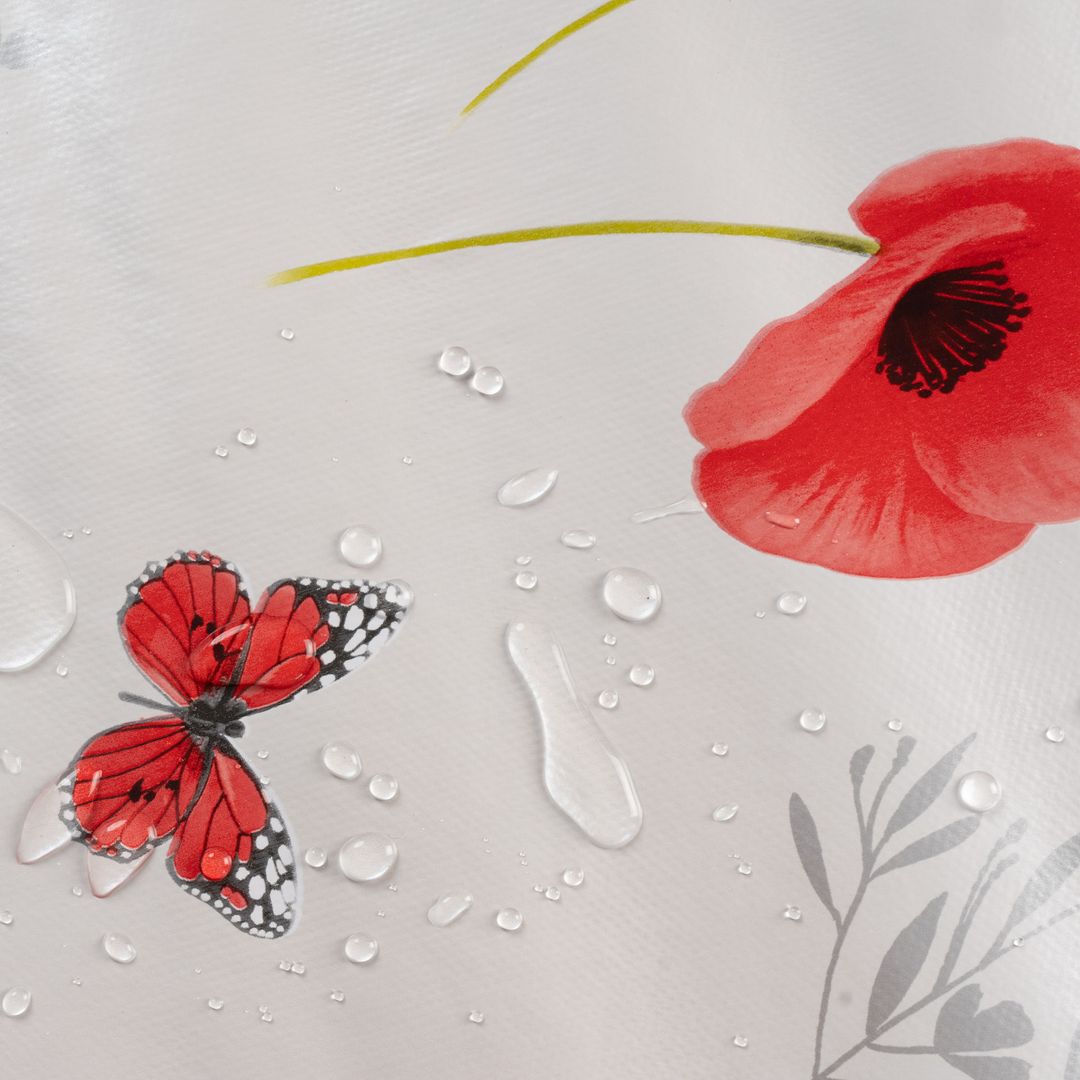 laro Wachstuch-Tischdecke Wachstischdecke Gartentischdecke Mohnblume Rot