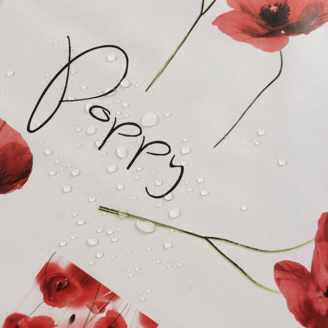 laro Wachstuch-Tischdecke Wachstischdecke Gartentischdecke Mohnblumen WeißModern