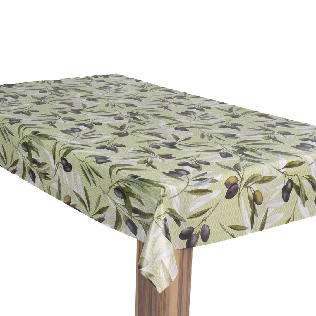 laro Wachstuch-Tischdecke Wachstischdecke Gartentischdecke OlivenGrünOlivenzweig