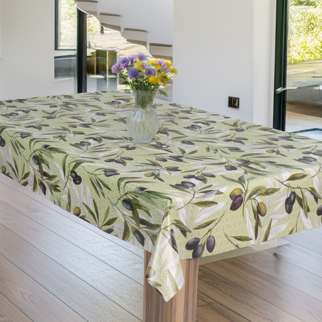 laro Wachstuch-Tischdecke Wachstischdecke Gartentischdecke OlivenGrünOlivenzweig