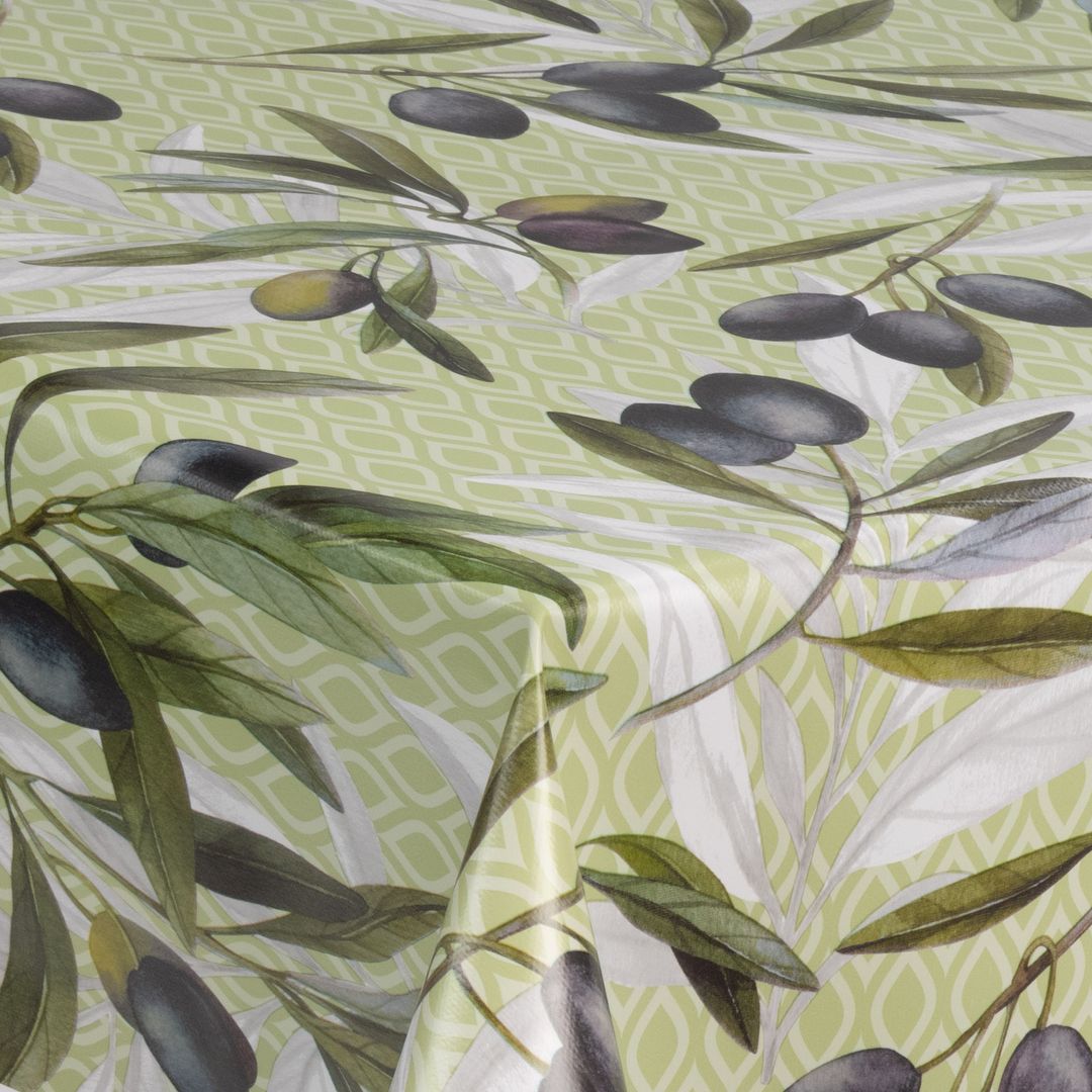 laro Wachstuch-Tischdecke Wachstischdecke Gartentischdecke OlivenGrünOlivenzweig