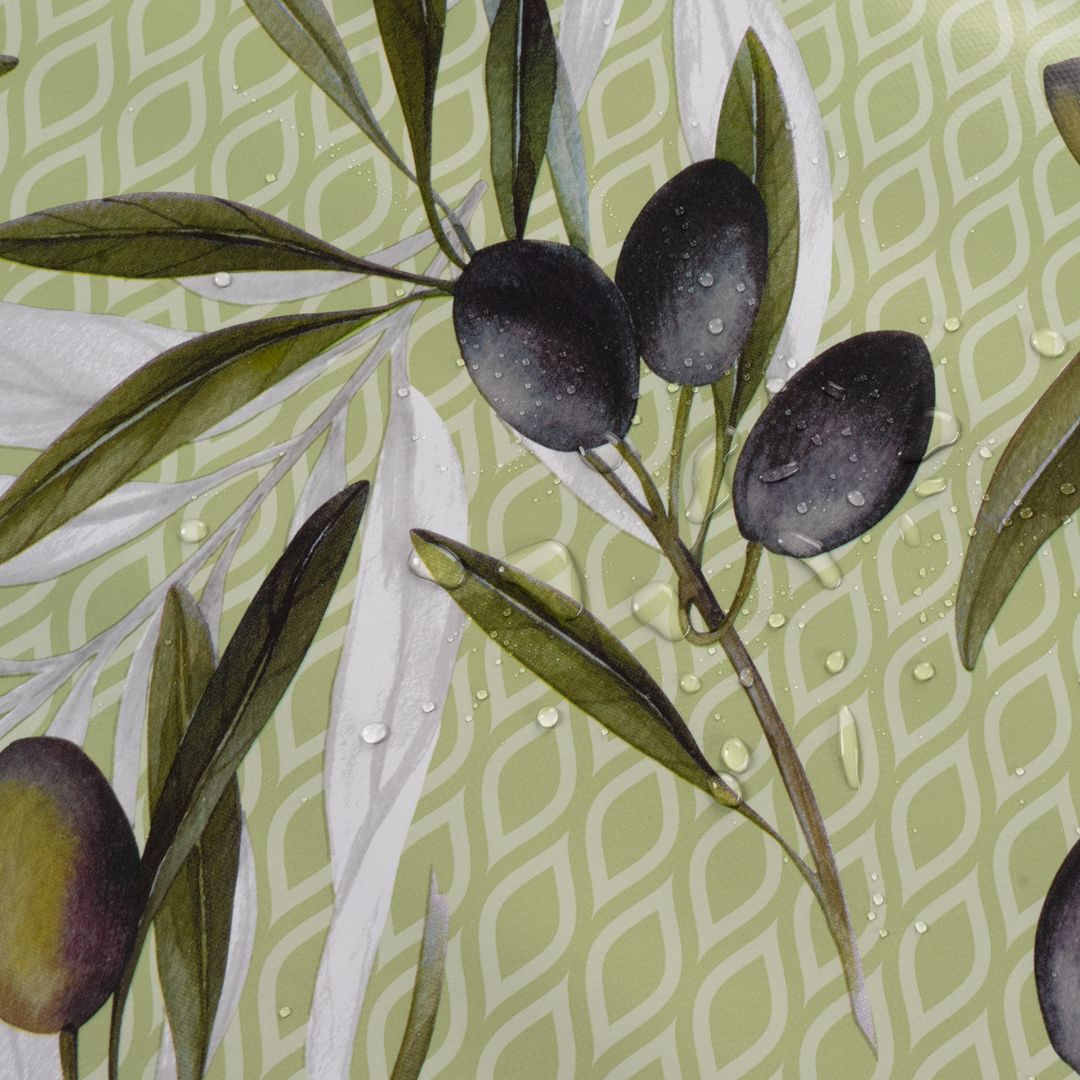 laro Wachstuch-Tischdecke Wachstischdecke Gartentischdecke OlivenGrünOlivenzweig