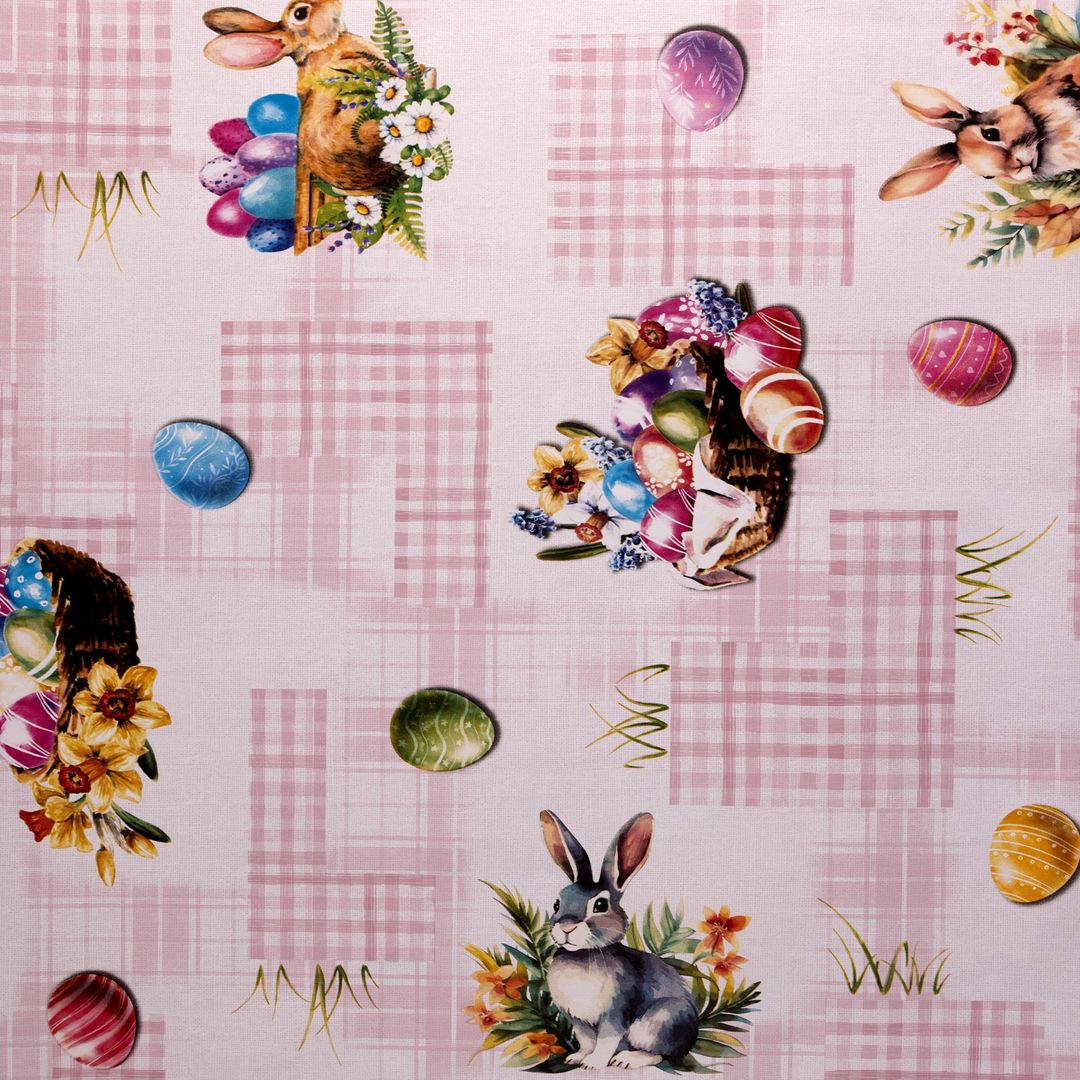 Wachstuch-Tischdecken Weihnachten Osterhase Rosa rechteckig