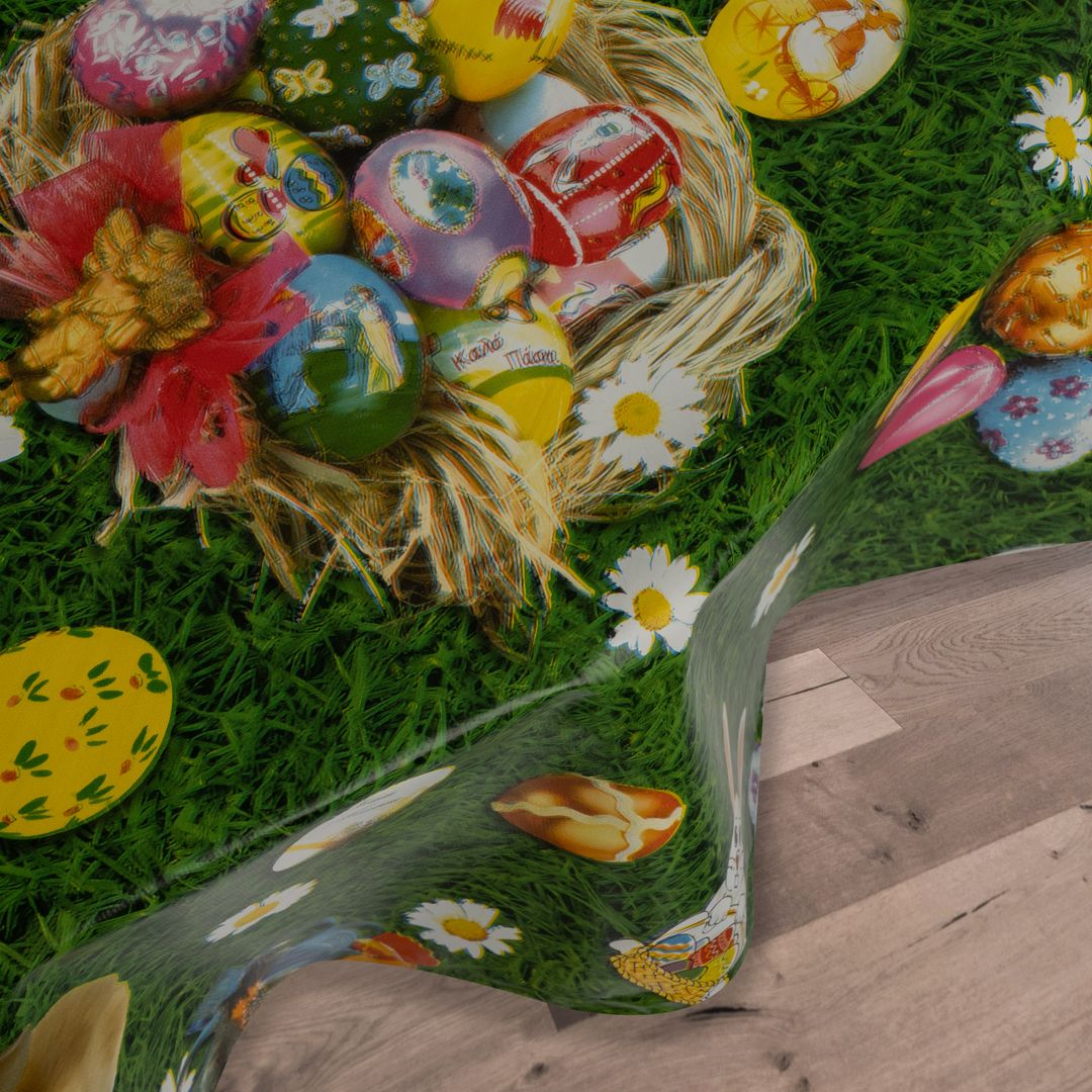 laro Rund 140 cm Wachstuchtischdecke Tischdecke Abwaschbar PVC Ostern Hase Eier Rund 140cm