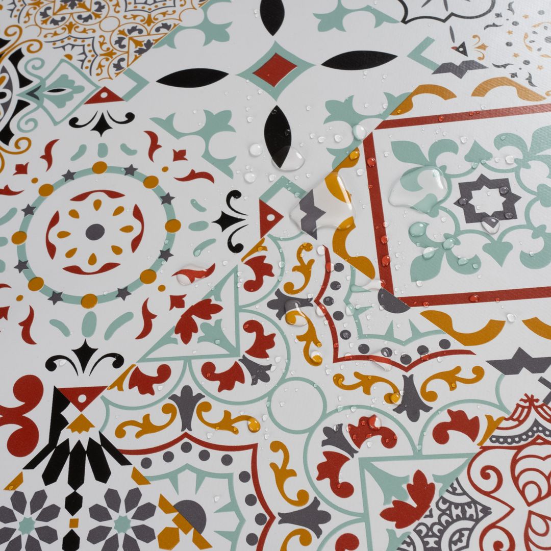 laro Wachstuch-Tischdecke Wachstischdecke Gartentischdecke Patchwork BuntMandala