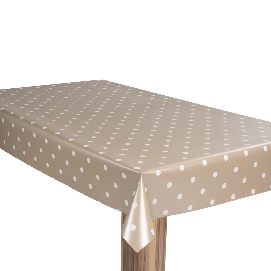 laro Wachstuch-Tischdecke Wachstischdecke Gartentischdecke Punkte Beige Metallic