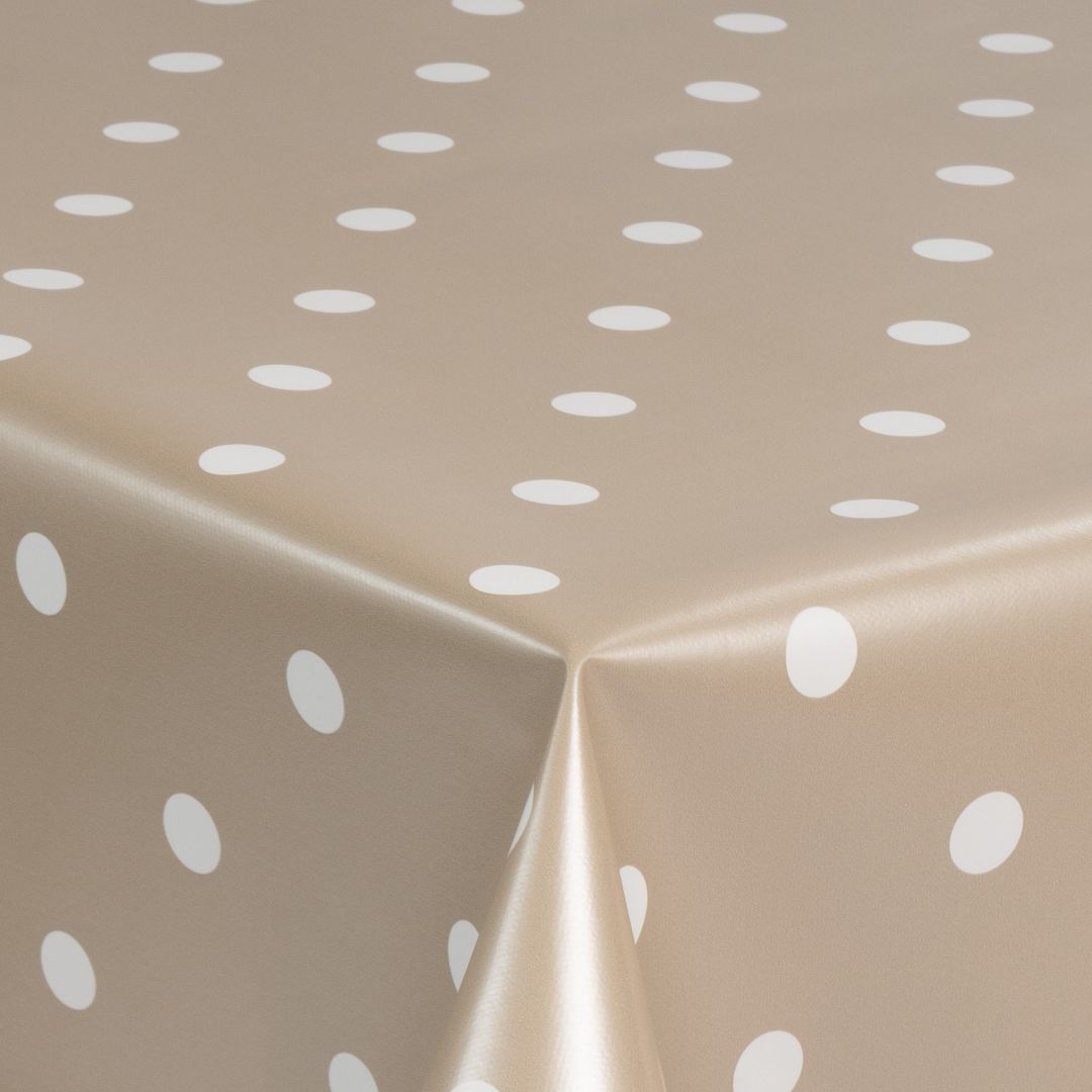 laro Wachstuch-Tischdecke Wachstischdecke Gartentischdecke Punkte Beige Metallic