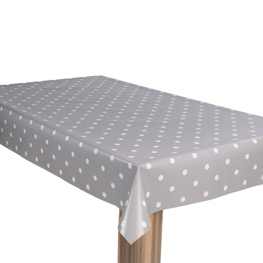 laro Wachstuch-Tischdecke Wachstischdecke Gartentischdecke Punkte Hellgrau Weiß