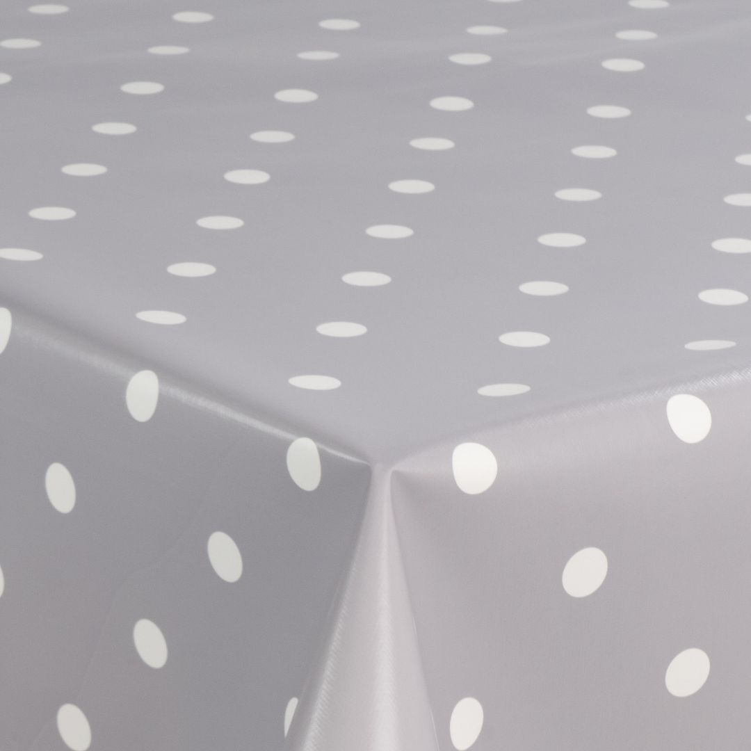 laro Wachstuch-Tischdecke Wachstischdecke Gartentischdecke Punkte Hellgrau Weiß