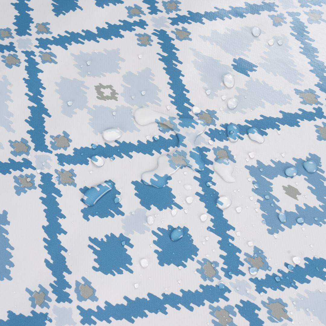 laro Wachstuch-Tischdecke Wachstischdecke Gartentischdecke Raute Blau Weiß