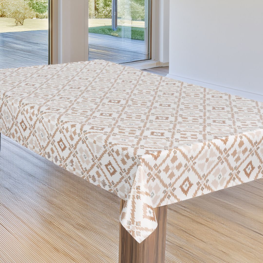 laro Wachstuch-Tischdecke Wachstischdecke Gartentischdecke Raute Braun Weiß