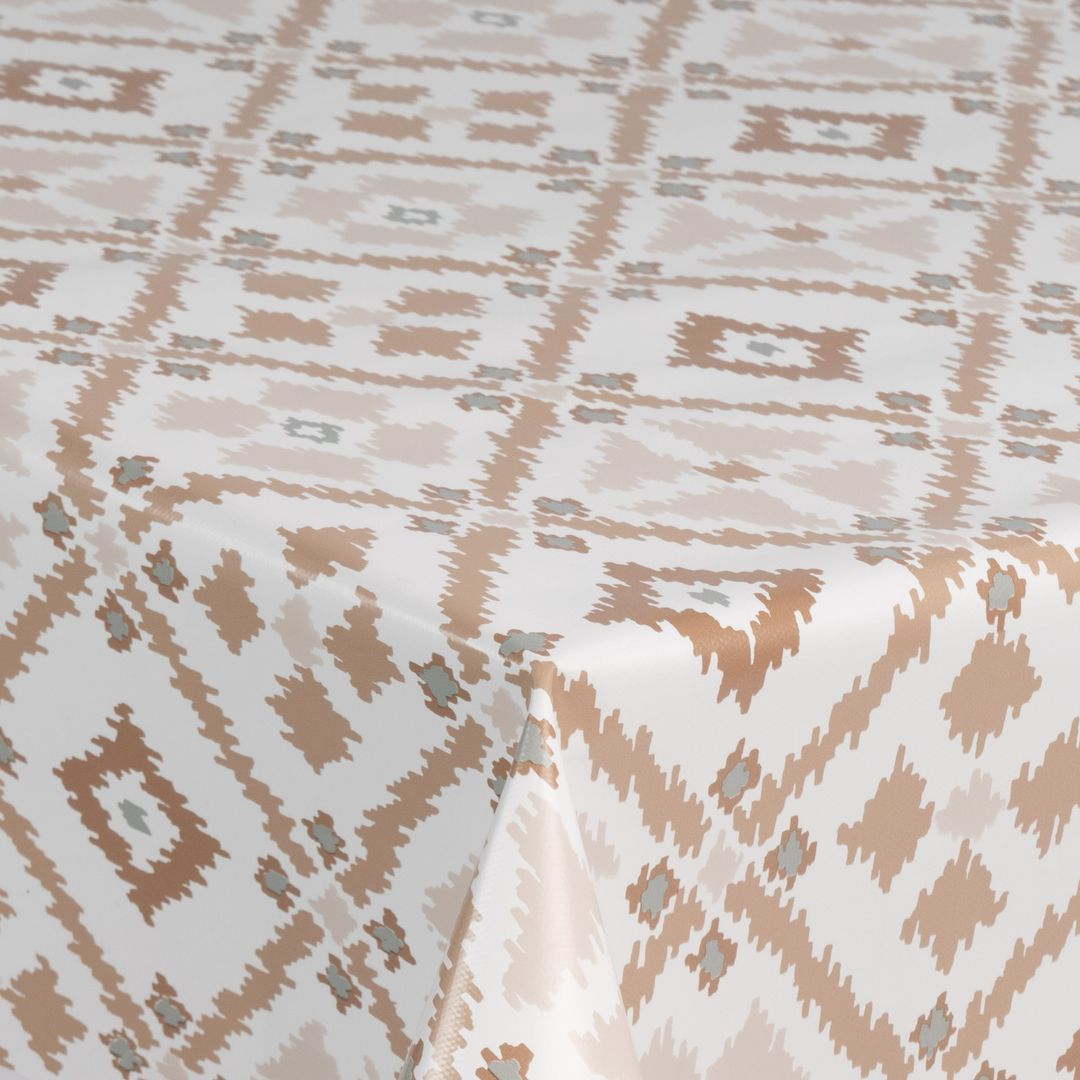 laro Wachstuch-Tischdecke Wachstischdecke Gartentischdecke Raute Braun Weiß