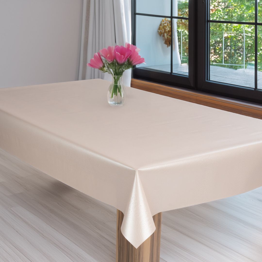 laro Wachstuch-Tischdecke Gartentischdecke Rosa Hochglanz Lederoptik