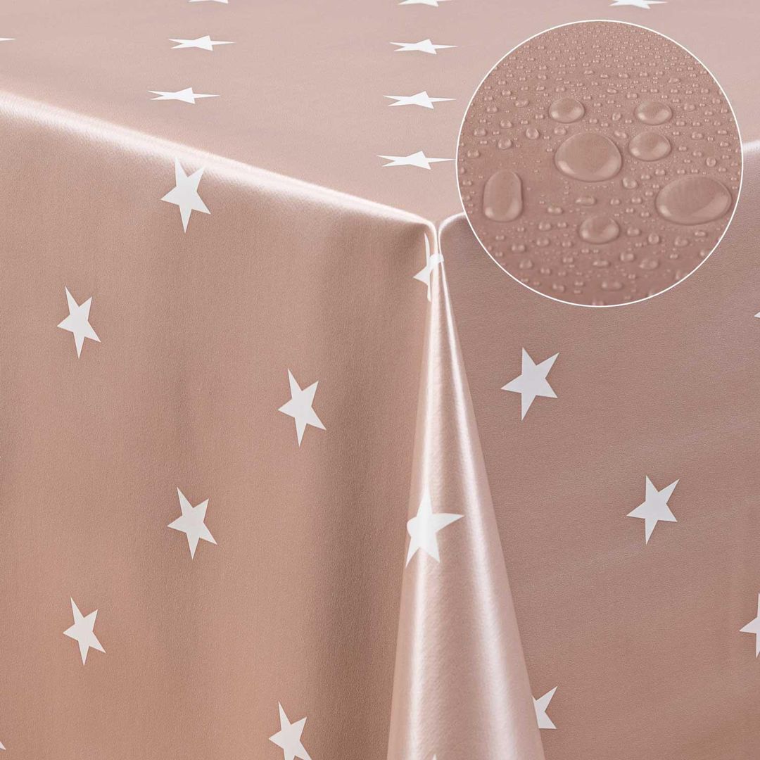Wachstuch-Tischdecken Rosé Sterne weiß rechteckig