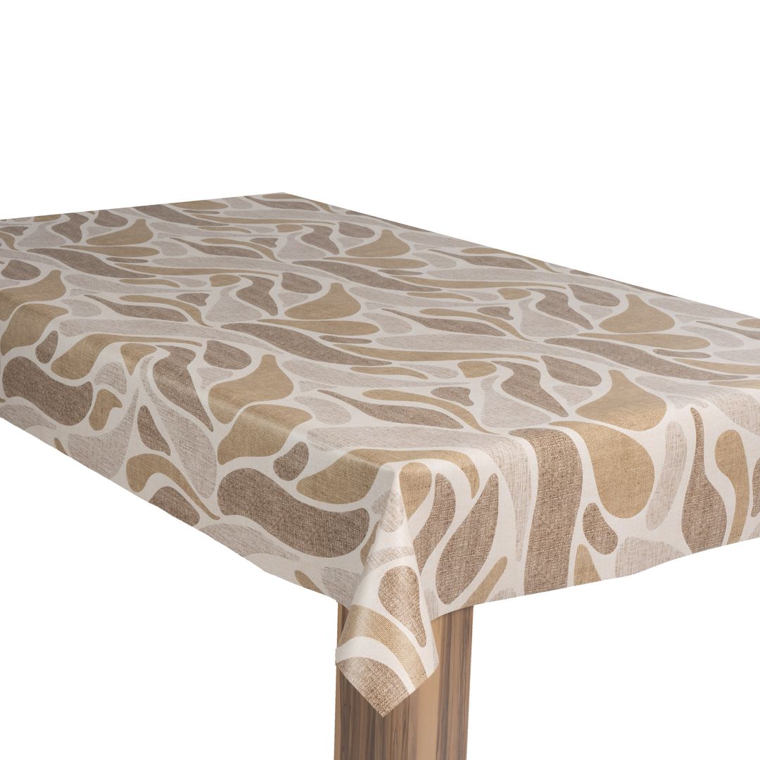 laro Wachstuch-Tischdecke Gartentischdecke Sanfte Wellen Beige Naturdesign