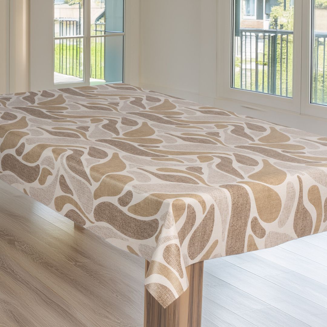 laro Wachstuch-Tischdecke Gartentischdecke Sanfte Wellen Beige Naturdesign