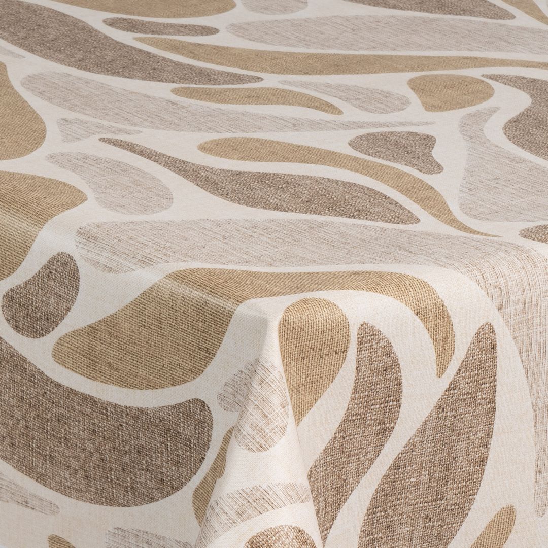 laro Wachstuch-Tischdecke Gartentischdecke Sanfte Wellen Beige Naturdesign