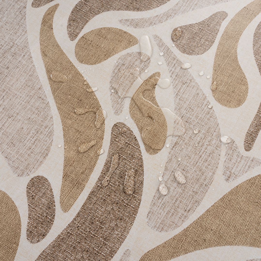 laro Wachstuch-Tischdecke Gartentischdecke Sanfte Wellen Beige Naturdesign