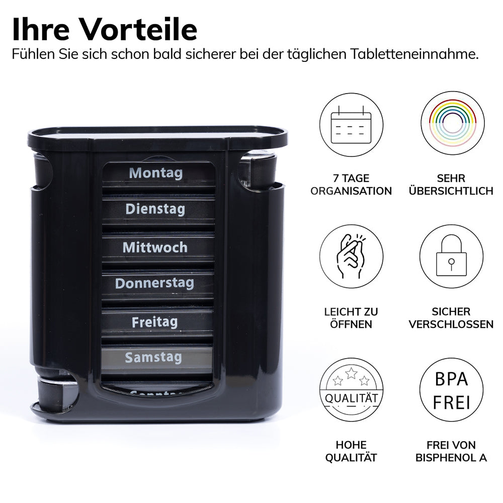 Laro Tablettenbox Farbauswahl 7 Tage – 4 Fächer – 2/3/6/12/24/48/96 Stück