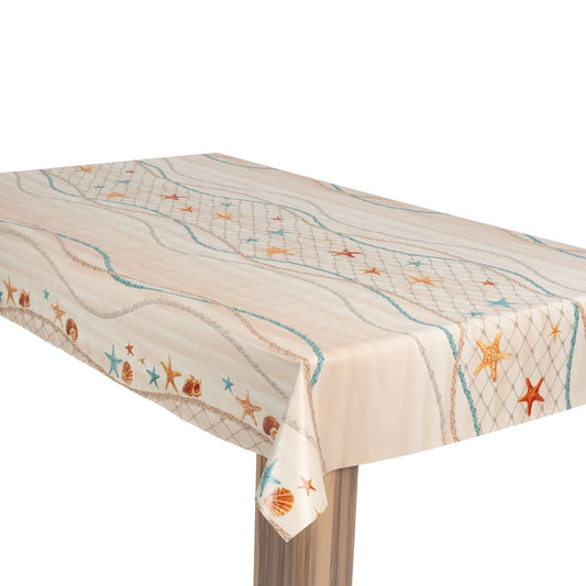 laro Wachstuch-Tischdecke Wachstischdecke Gartentischdecke Seesterne Strand