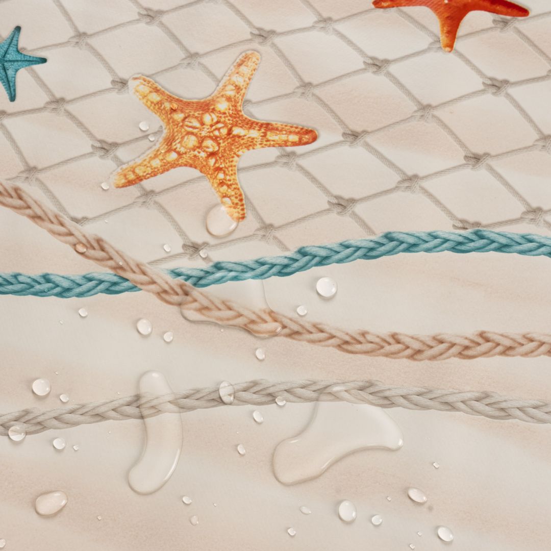 laro Wachstuch-Tischdecke Wachstischdecke Gartentischdecke Seesterne Strand