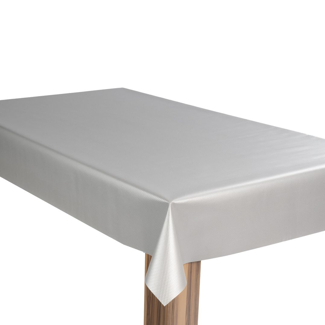 laro Wachstuch-Tischdecke Wachstischdecke Gartentischdecke Silber Karo Hochglanz