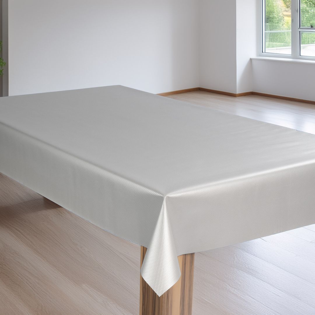 laro Wachstuch-Tischdecke Wachstischdecke Gartentischdecke Silber Karo Hochglanz