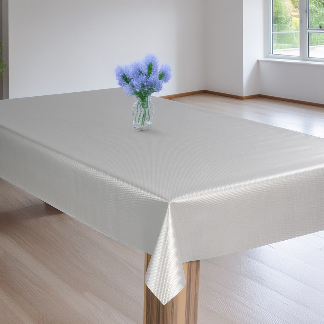 laro Wachstuch-Tischdecke Wachstischdecke Gartentischdecke Silber Karo Hochglanz