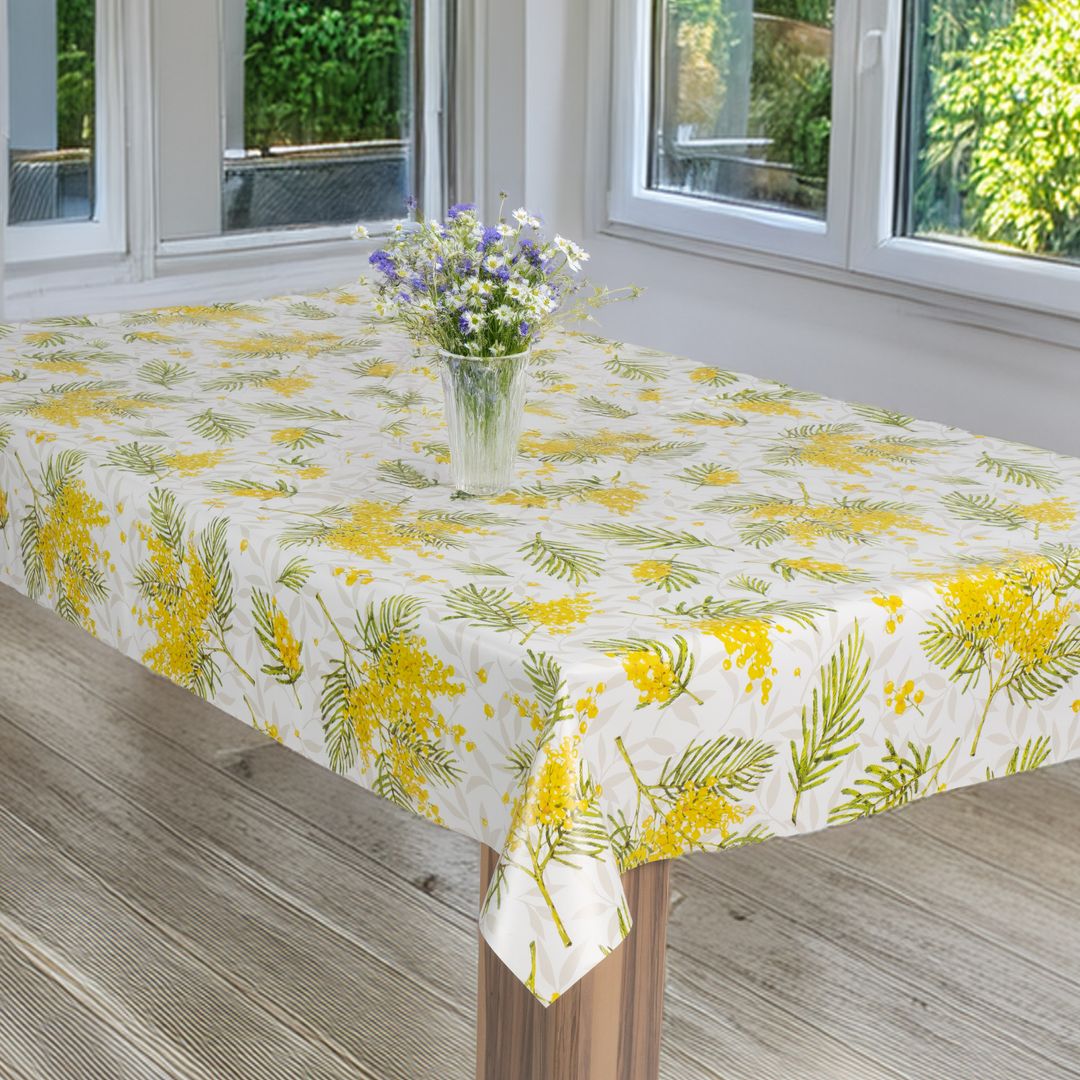 laro Wachstuch-Tischdecke Wachstischdecke Gartentischdecke Sommerfrische Gelb
