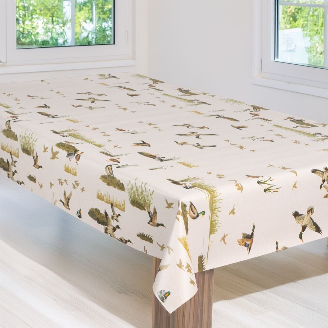 laro Wachstuch-Tischdecke Wachstischdecke Gartentischdecke StockenteWildromantik