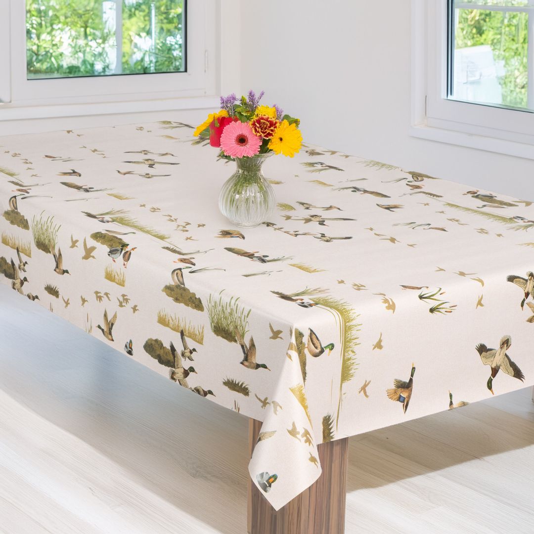 laro Wachstuch-Tischdecke Wachstischdecke Gartentischdecke StockenteWildromantik
