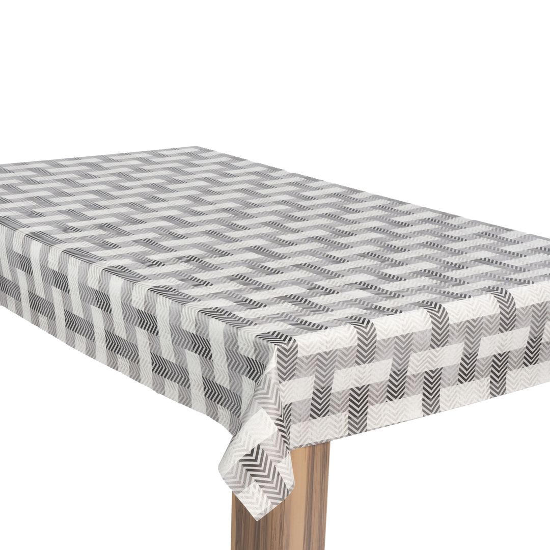 laro Wachstuch-Tischdecke Gartentischdecke Streifen Fließband Grau Weiß