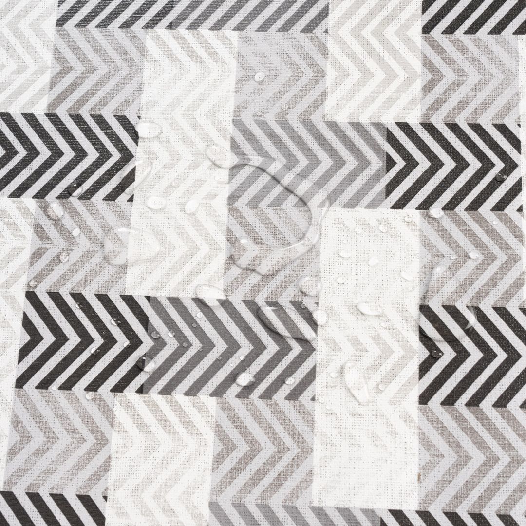 laro Wachstuch-Tischdecke Gartentischdecke Streifen Fließband Grau Weiß