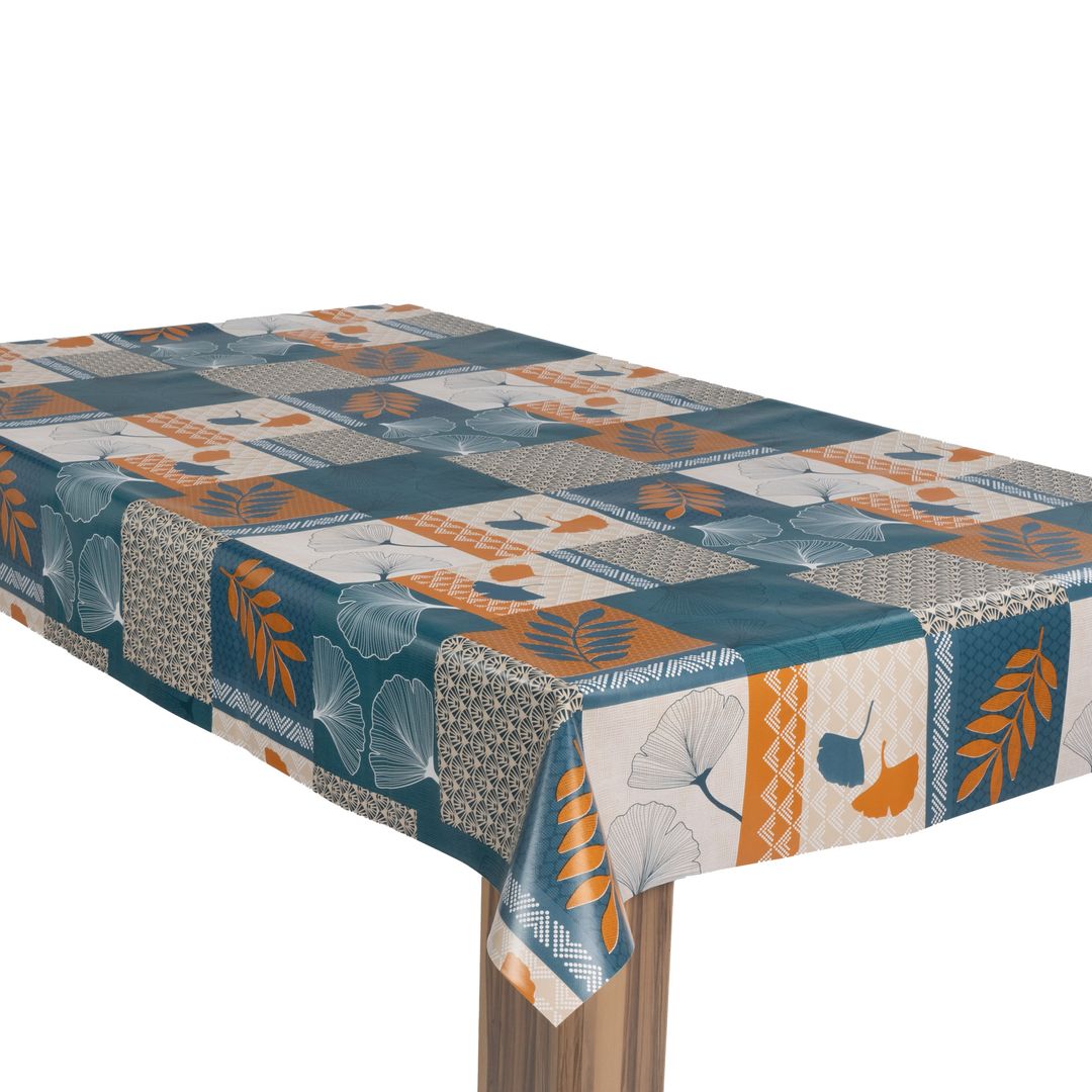 laro Wachstuch-Tischdecke Gartentischdecke Vintage Petrol Blätterprint
