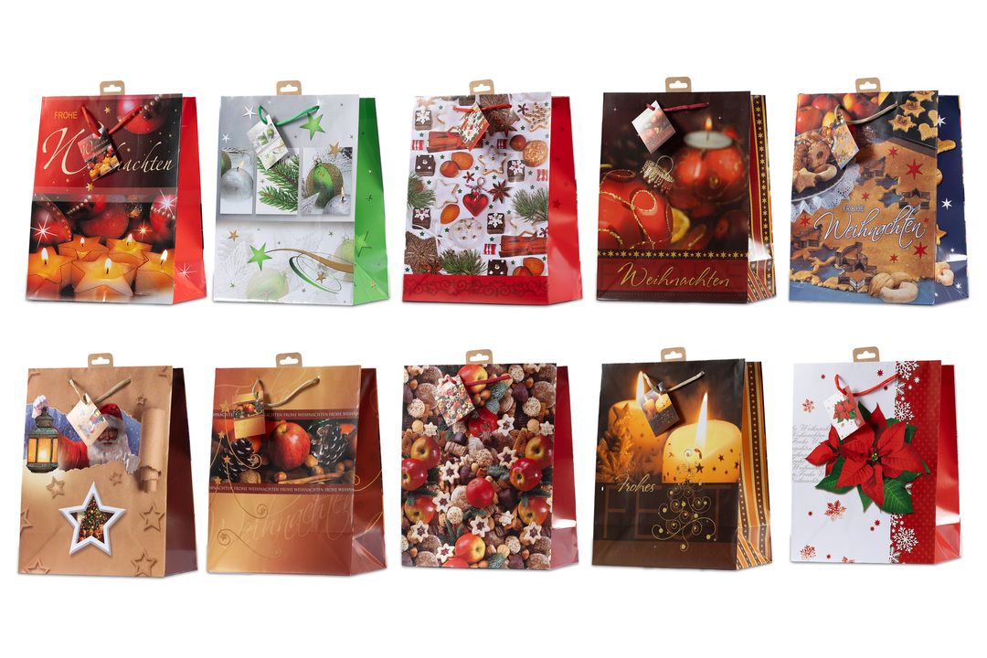 Laro Premium Line Geschenktüten Weihnachten/Deko/Advent Large 10/20/40/100stk H32x B25,5x T12,5cm