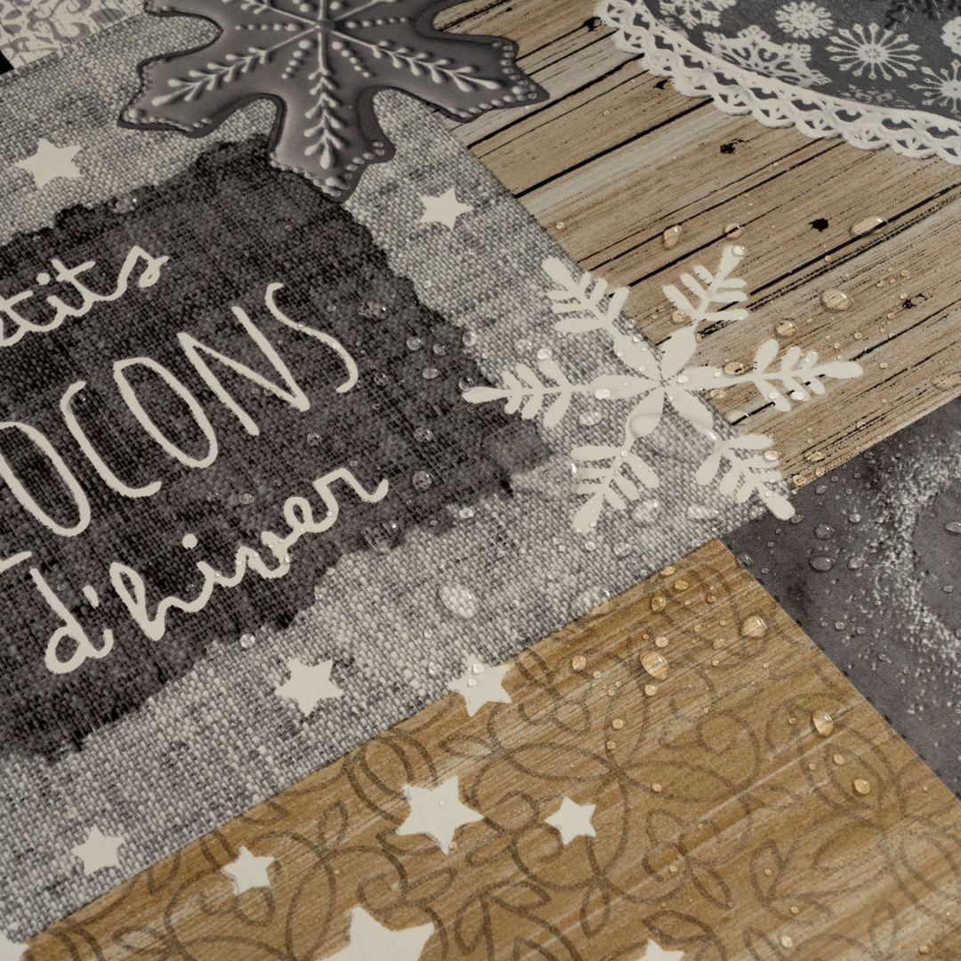 Wachstuch-Tischdecken Weihnachten Patches Sterne Schneeflocken rechteckig