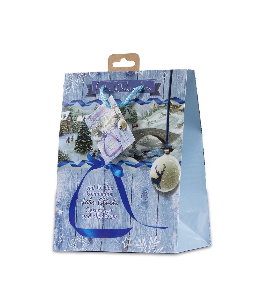 Laro Premium Line Geschenktüten Weihnachten/Schnee/Winter Medium 10/20/40/100stk H22,5x B17,5x T10 cm