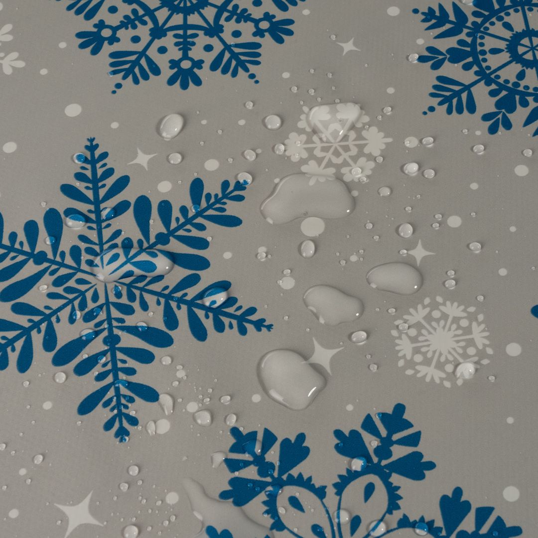 Wachstuch-Tischdecken Weihnachten Schneeflocke Blau Weiß Beige rechteckig