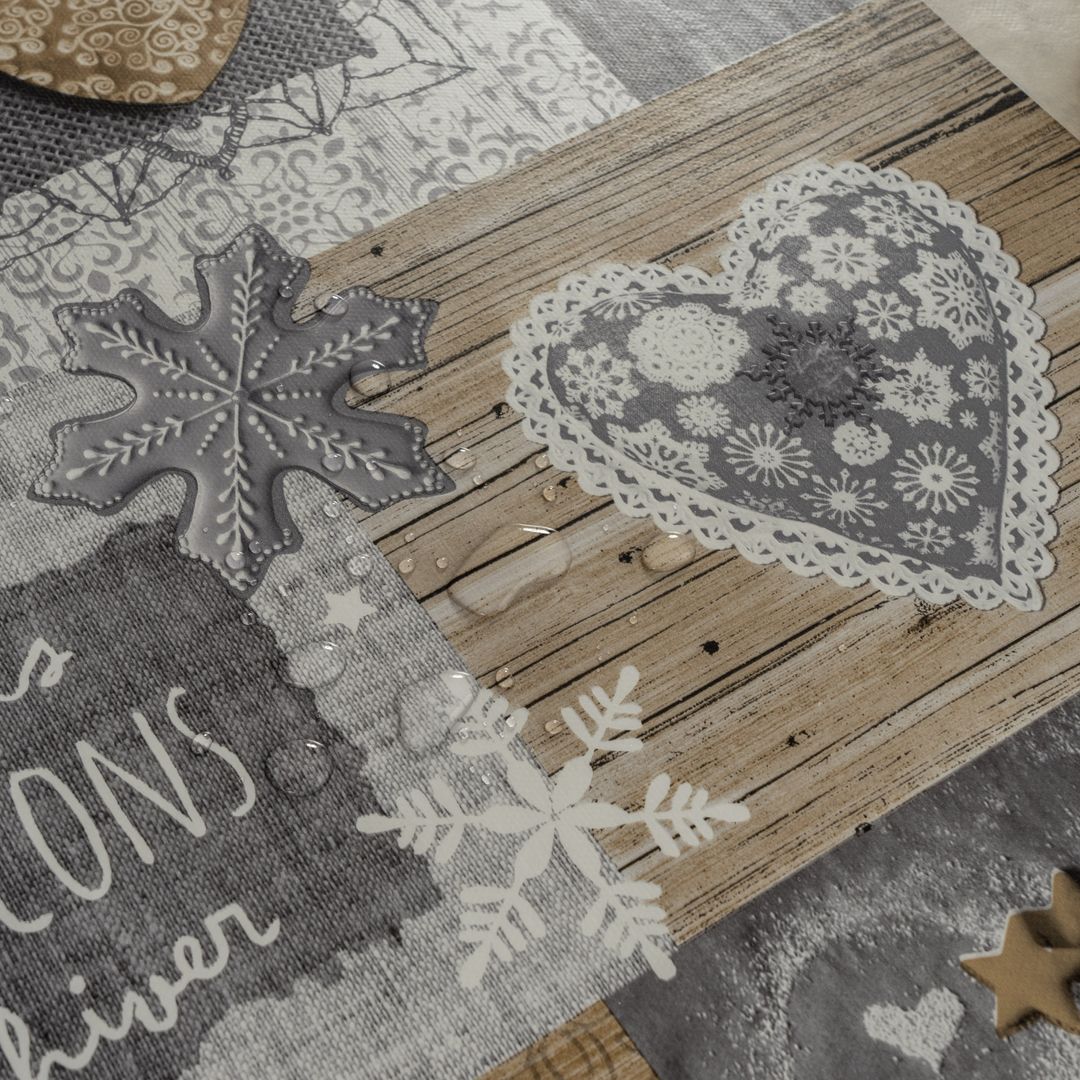 laro Rund 140 cm Wachstuchtischdecke Tischdecke Abwaschbar PVC Weihnachten Schneeflocken Spekulatius Rund 140cm